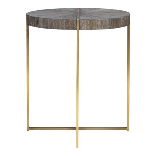 Walnut Cerused Round Accent Table For Sale