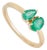 Oval & Pear Natural Emerald Toi Et Moi Ring in 14k Solid Yellow Gold Size 4 For Sale
