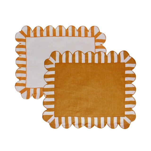 Even the most casual of dinners will feel fun and playful when framed by our candy-striped scalloped placemats. Try mixing...