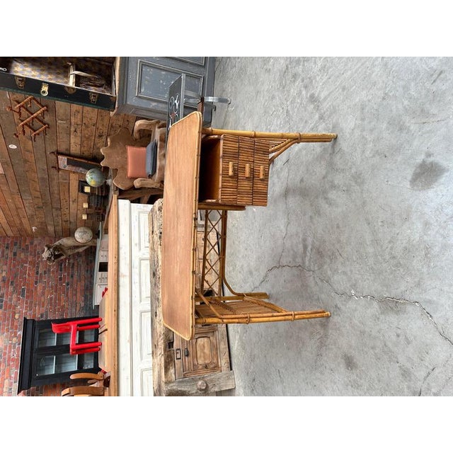 1960s Blonde Rattan Desk, 1960s For Sale - Image 5 of 15