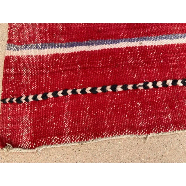 1960s Moroccan Vintage Flat-Weave Ethnic Textile Rug For Sale - Image 12 of 13