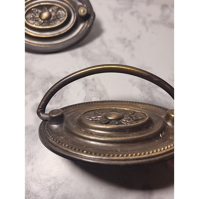 1970s Brass Metal Drawer Cabinet Pulls For Sale - Image 5 of 10