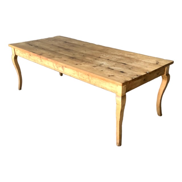 Vintage Rustic Pine Plank Farm Table For Sale