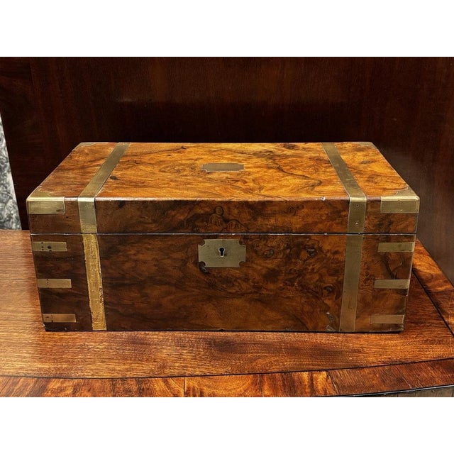 Victorian Campaign Burr Walnut Writing Box with Fitted Interior, Secret Drawers. 45 x 25 cms, 18 cms tall Nice original...