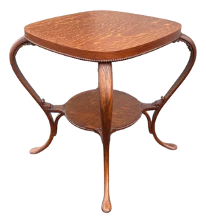 Antique Tiger Oak Lamp End Table