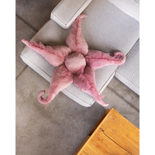 2020s Handmade Pink Starfish Cushion ,Soft Velvet Decorative Pillow , Home Gift For Sale - Image 5 of 5