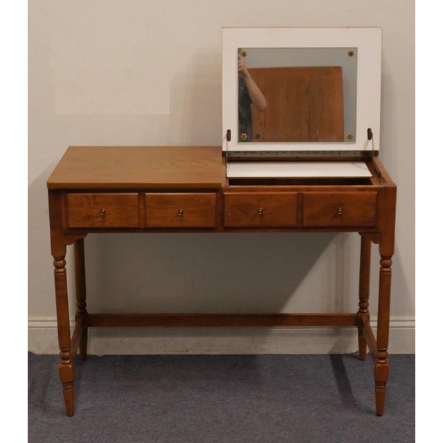 American Ethan Allen Heirloom Nutmeg Maple Custom Room Plan CRP 40" Vanity W. Mirrored Drop Lid 10-4524p For Sale - Image 3 of 12