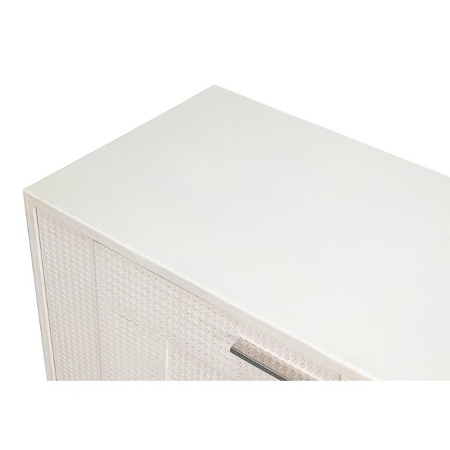 Metal Contemporary Credenza, 94" - Embossed White Leather on Iron Base For Sale - Image 7 of 11