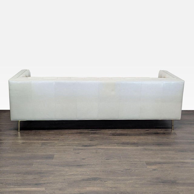 2010s Elite Leather Mila Company Modern 3-Seat Tufted White Leather Sofa For Sale - Image 5 of 9