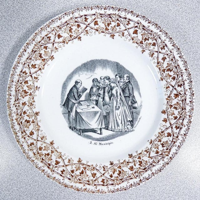 Wedding Series Plates in Porcelain by S.C.Richard, 1890s For Sale - Image 6 of 18