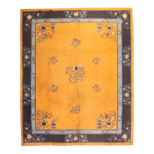 20th Century Zabihi Collection Pumpkin Color Chinese Room Size Rug