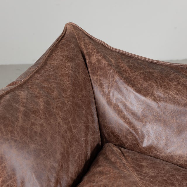Animal Skin Brown Leather Le Bambole Armchairs by Mario Bellini for B&B, 1970s, Set of 3 For Sale - Image 7 of 15