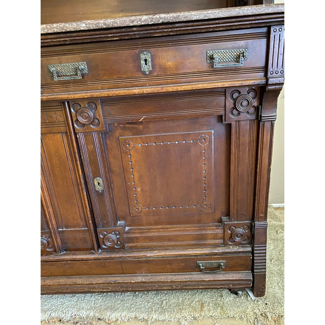 Victorian Late 19th Century Victorian Eastlake Style Walnut Sideboard Buffet For Sale - Image 3 of 6