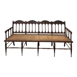 19th Century American Gothic Flare Cane Bench For Sale