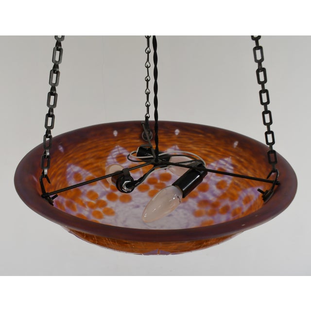 French Art Deco Pendant Light by Le Verre Francais Schneider - 1925 Cameo Chandelier France For Sale - Image 10 of 15