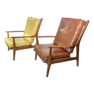Mid Century Walnut Danish Style Lounge Chairs - a Pair For Sale