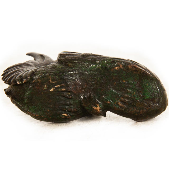 Japanese Meiji Period Bronze Okimono Sculpture of Rooster & Hen For Sale - Image 10 of 10