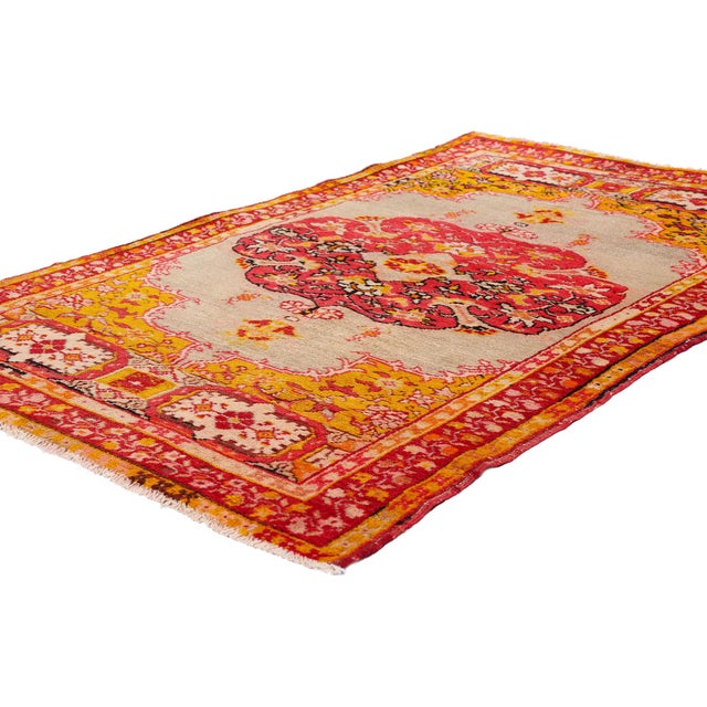 54052 Antique Turkish Oushak Rug, 03'01 x 04'09. The Radiant Court: An Antique Turkish Oushak Masterpiece of Regal Harmony...