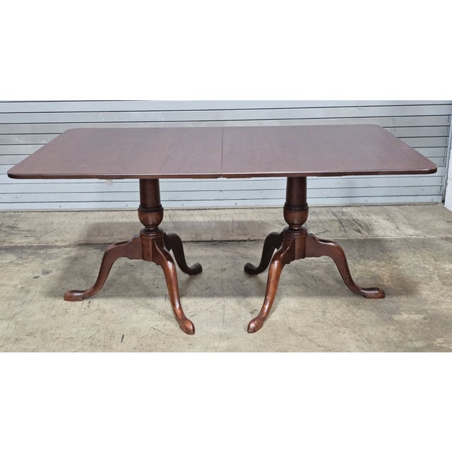 Eldred Wheeler Late 20th Century Eldred Wheeler Solid Cherry Two Pedestal Dining Table 2 Leaves Benchmade For Sale - Image 4 of 13