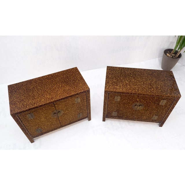 Pair Faux Gold Tortoise Heavy Brass Pulls Two Door Credenzas Dresser Mint! For Sale - Image 6 of 18