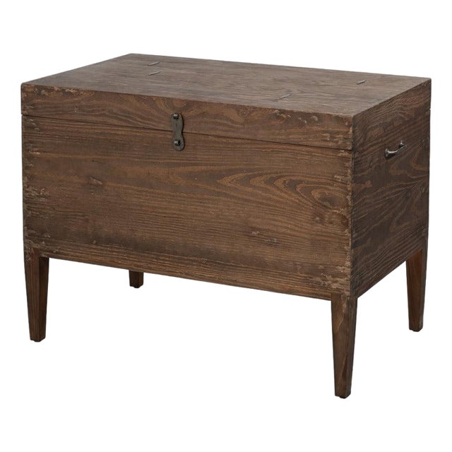 Swedish-Style Trunk Side Table in Antiqued Cream For Sale