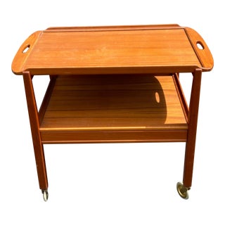 1960s Mid Century Swedish Brabohag Model Julia Teak Wood Bar Cart For Sale