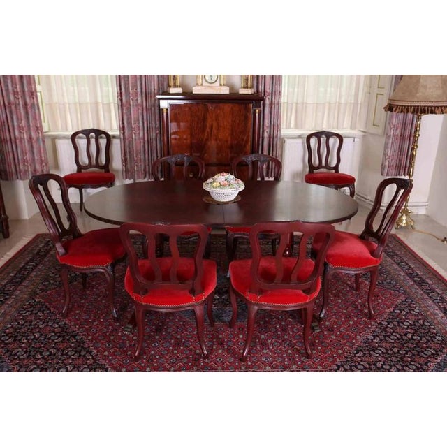 Extendable Table and Chairs in Mahogany, Set of 9 For Sale - Image 4 of 4