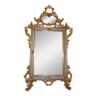 French Louis XV Gold Giltwood Rococo Large 67" Wall Mantle Mirror For Sale