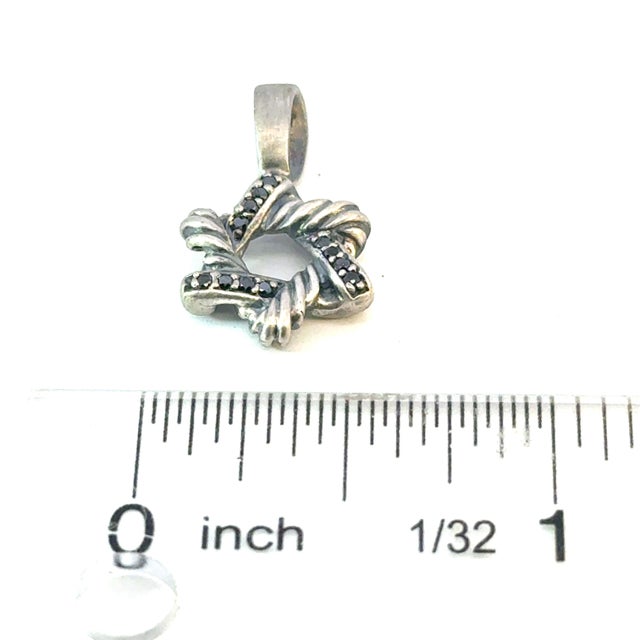 Metal 1990s David Yurman Black Diamond Star of David Pendant Sterling Silver Estate For Sale - Image 7 of 7