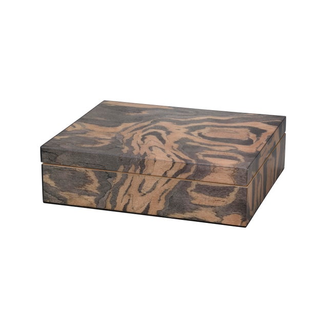 Woodgrain Decorative Box, Navy Lacquer For Sale
