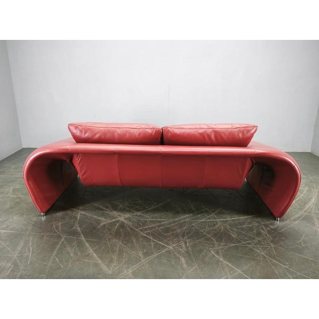 Italian Red Leather Sofa by Divanotti, Postmodern, 1990s For Sale - Image 10 of 18