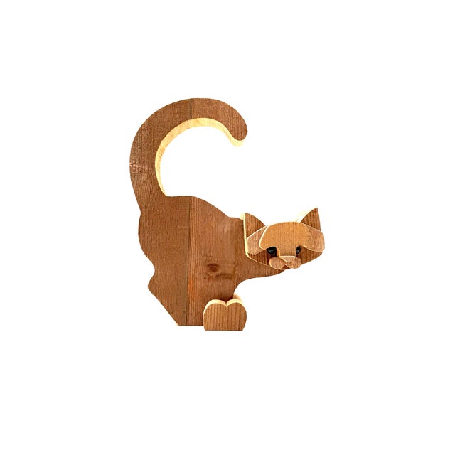 Mid-Century Modern Bottega Michelangeli, Cat Wood Sculpture, Orvieto Italy 1970s For Sale - Image 3 of 11