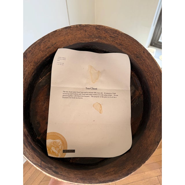 Traditional Teak Wood & Rattan Antique Decor (Circa 1900 Loatian Tea Chest) For Sale - Image 3 of 4