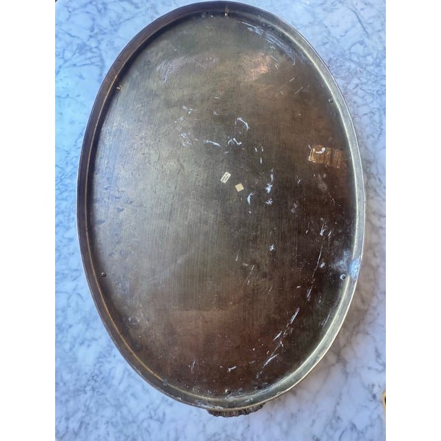 Solid Brass XL Tray With Bamboo-Shaped Rails & Handles, Oval-Shaped For Sale - Image 10 of 12