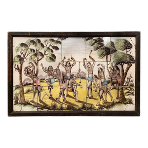 18th/19th Century Portuguese Tile Painting of Native Americans