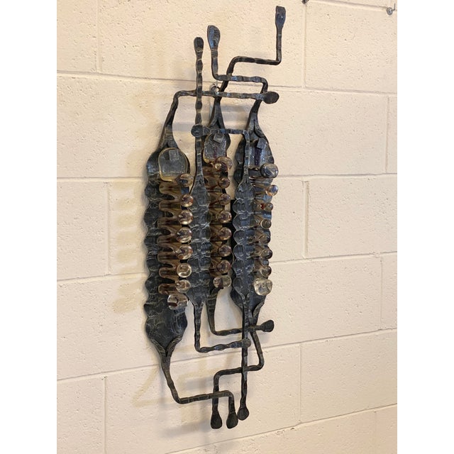 Bructist aplique 60s in wrought iron and glass, 4 lights European Plug (up to 250V).The wiring of this item may be...