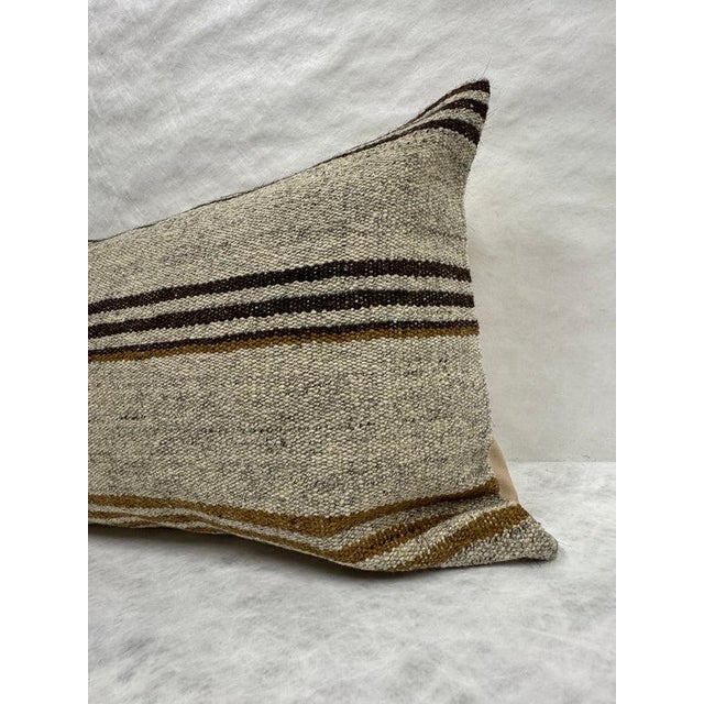 Contemporary Turkish Hemp Pillow Cushion Natural Beige Brown Pillow Cushion Cover 16" x 24" For Sale - Image 3 of 4