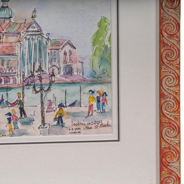 Contemporary Martha Thompson Looking Across Lagoon St Marks Venice Painting, Framed For Sale - Image 3 of 5