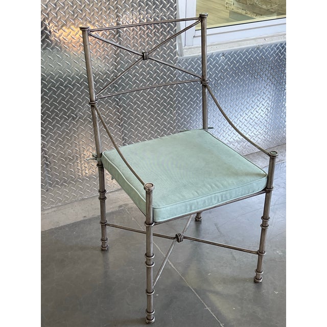 Late 20th Century Giacometti Style Iron Dining Chairs, Set of 6, Neoclassical, Regency For Sale - Image 5 of 11