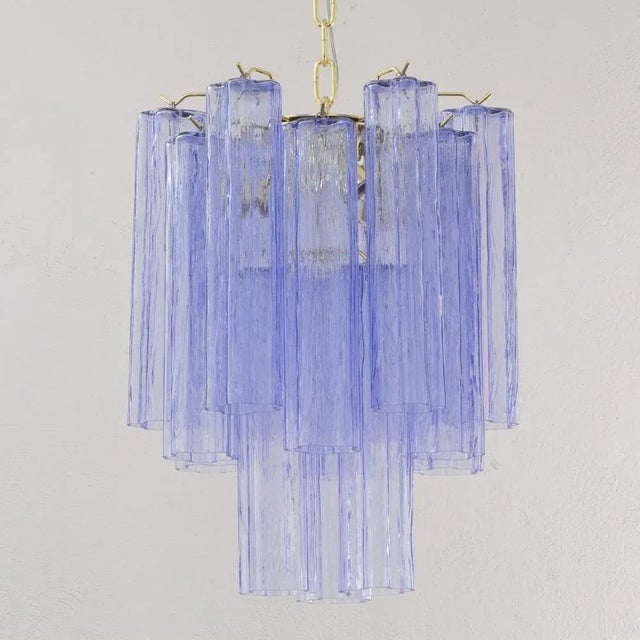 Chandelier with Murano Glass Cylinders in Blue-Purple Color, Italy, 1990s For Sale - Image 4 of 12