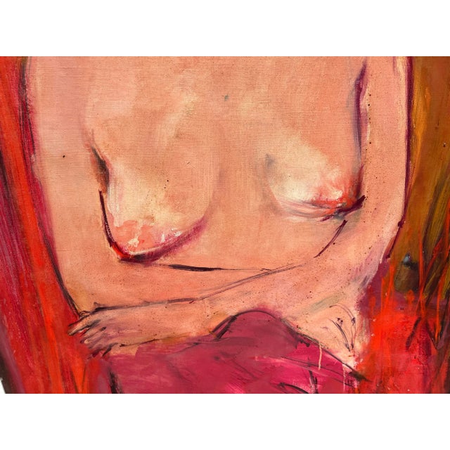 Late 20th Century Late 20th Century Vintage Fauvist Portrait Painting of a Nude Woman, Framed For Sale - Image 5 of 13