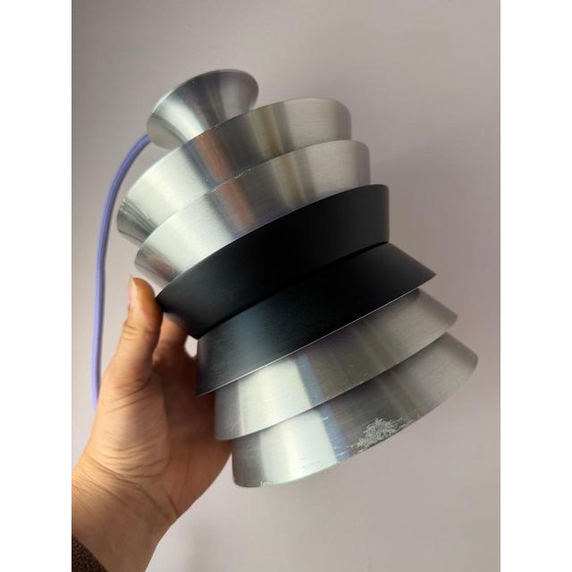 Silver, Black and Purple Trava Pendant Lamp by Carl Thore for Granhaga For Sale - Image 9 of 11
