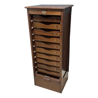 Vintage Roll-Top Filing Cabinet in Mahogany, 1930s For Sale