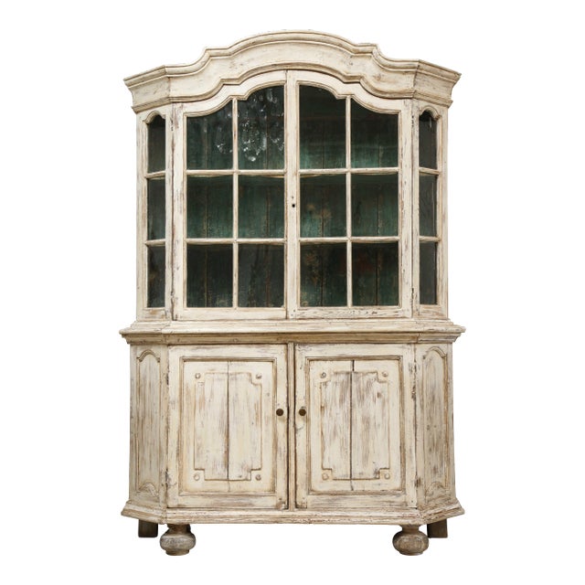 Early 19th Century Swedish Vitrine White Painted Pine For Sale