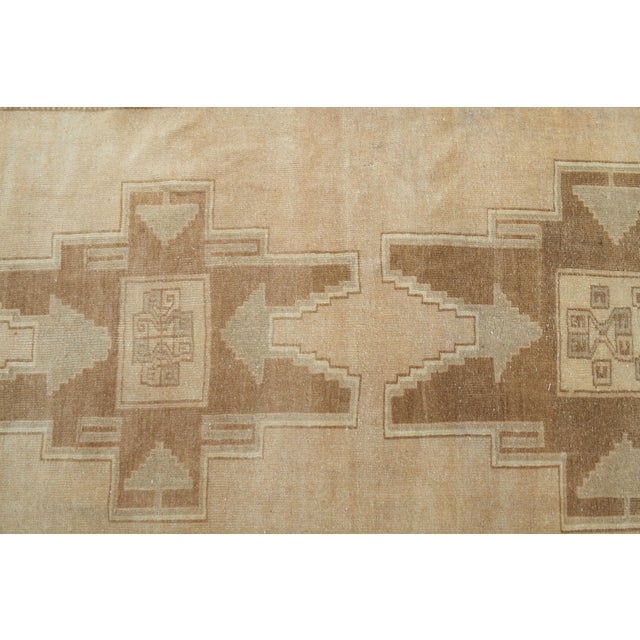 1970s Vintage Handmade Wool Cotton Turkish Beige Runner Rug For Sale - Image 11 of 11