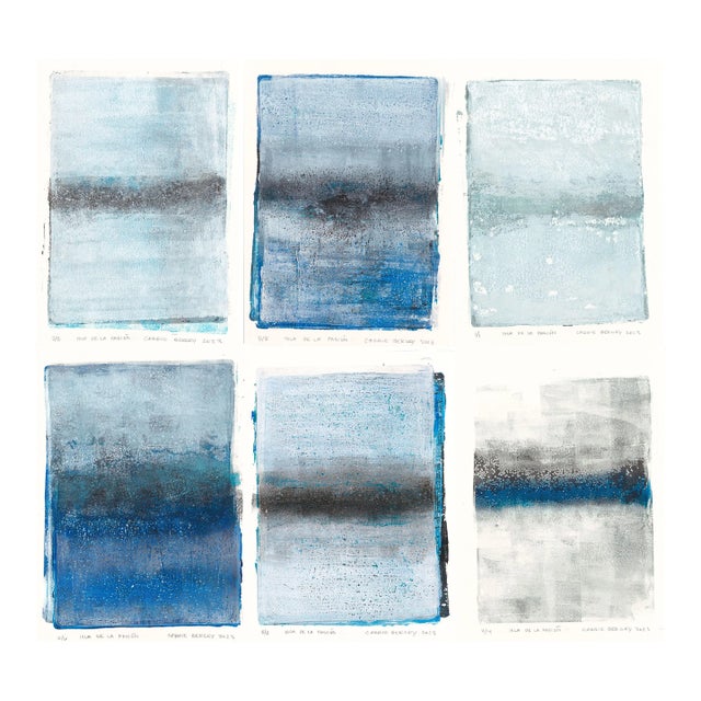 Isla De La Pasion Gallery Set (6) 5*7 Abstract Print Blue by Carrie Bergey For Sale