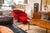 Vintage Milo Baughman Thayer Coggin Boldido Red Fabric Lounge Chair and Ottoman For Sale In Detroit - Image 6 of 12