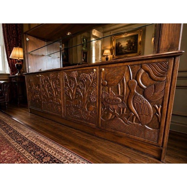 Malawian Hand-Carved Display Cabinet Sideboard with Wildlife For Sale - Image 6 of 12