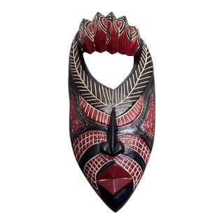 Ghanaian Hand-Carved African Ceremonial Wall Mask For Sale