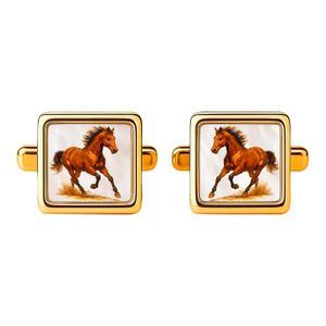 Mother of Pearl Cufflinks - Running Horse Cufflinks, A Pair